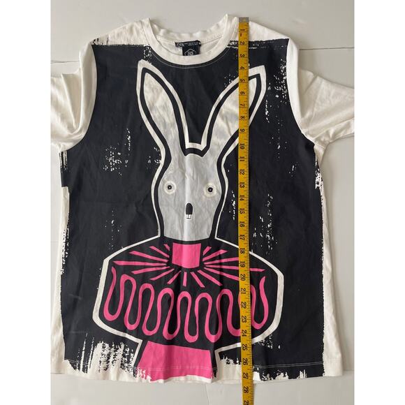 Zara Luis Vidal Rabit Graphic T- Shirt S White Art Deco Artsy Short Sleeve - Picture 5 of 10